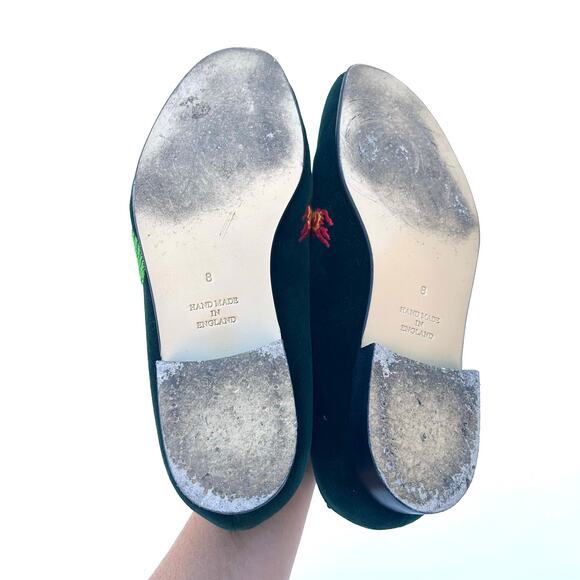 Shipton & Heneage Men’s Velvet Smoking Slippers Loafers Green Dragon Quilt US 9 - Picture 8 of 9